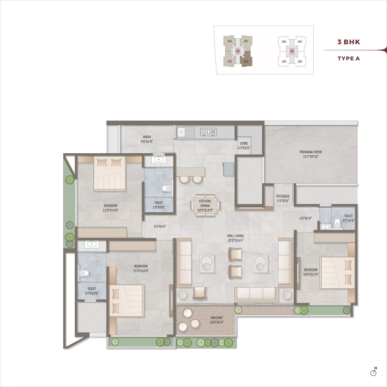 3BHK Type-A
