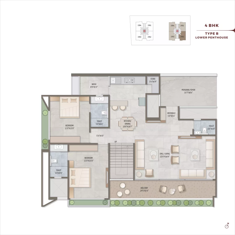 4BHK Type-B Lower Penthouse